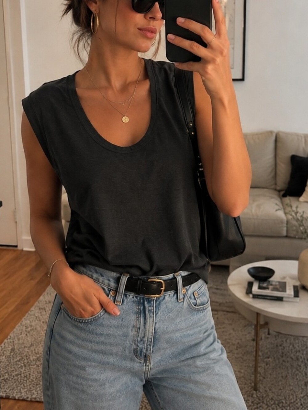 Veronica Beard Dree Macles Tee -Charcol